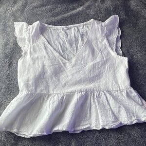 Elegant White Ruffle Sleeve Top